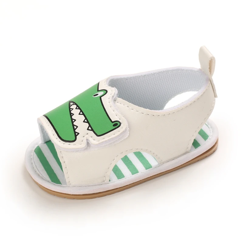 Summer 0-1 Year Old Boys Fashion Cartoon Crocodile PU Baby Sandals Rubber Sole Anti slip Casual Walking Shoes 4