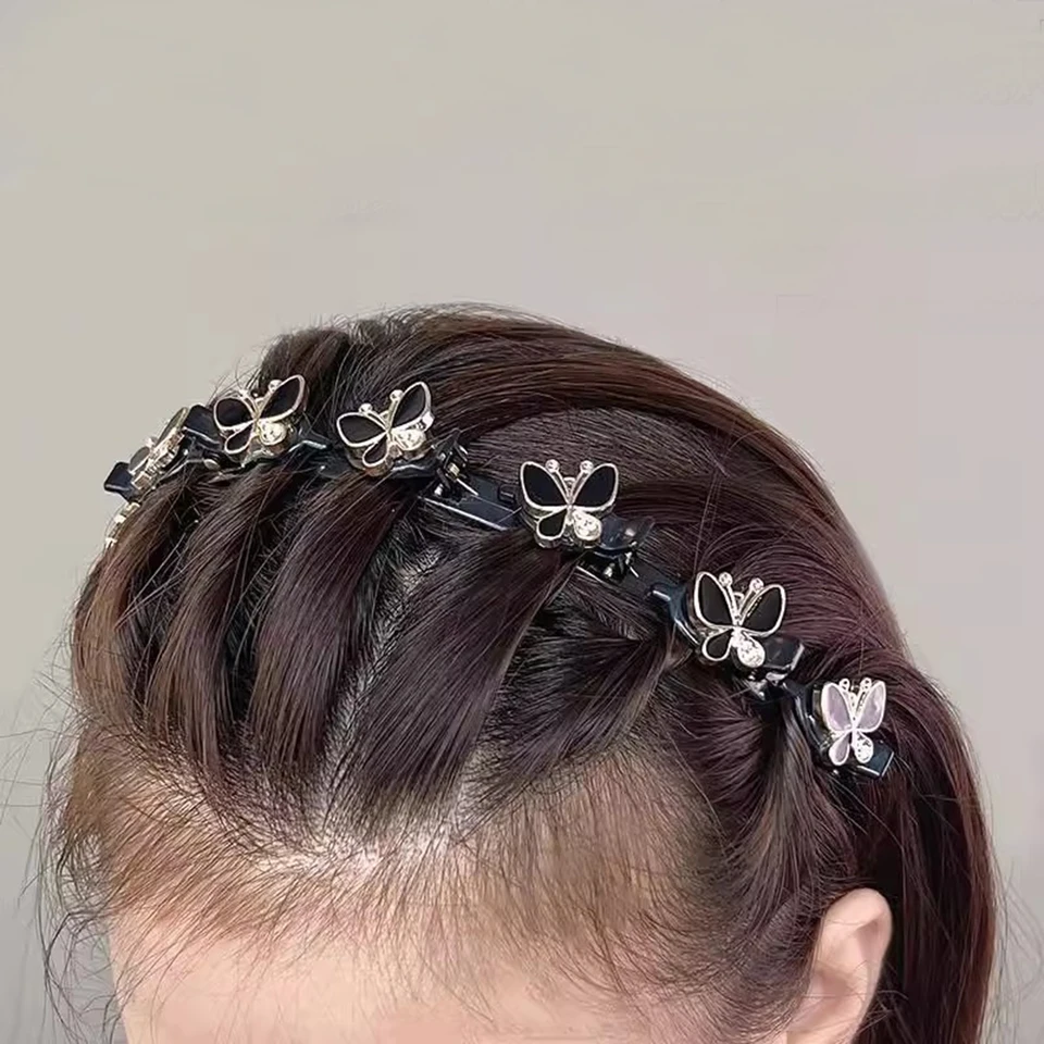 2 Pezzi Cerchietto a Forcina Forcina per Capelli con Doppia Frangia Cerchietti Con Clip Fermagli per Capelli Intrecciati Hairpin Headband Mollette Capelli Cerchietti per Capelli per Donne e Ragazze