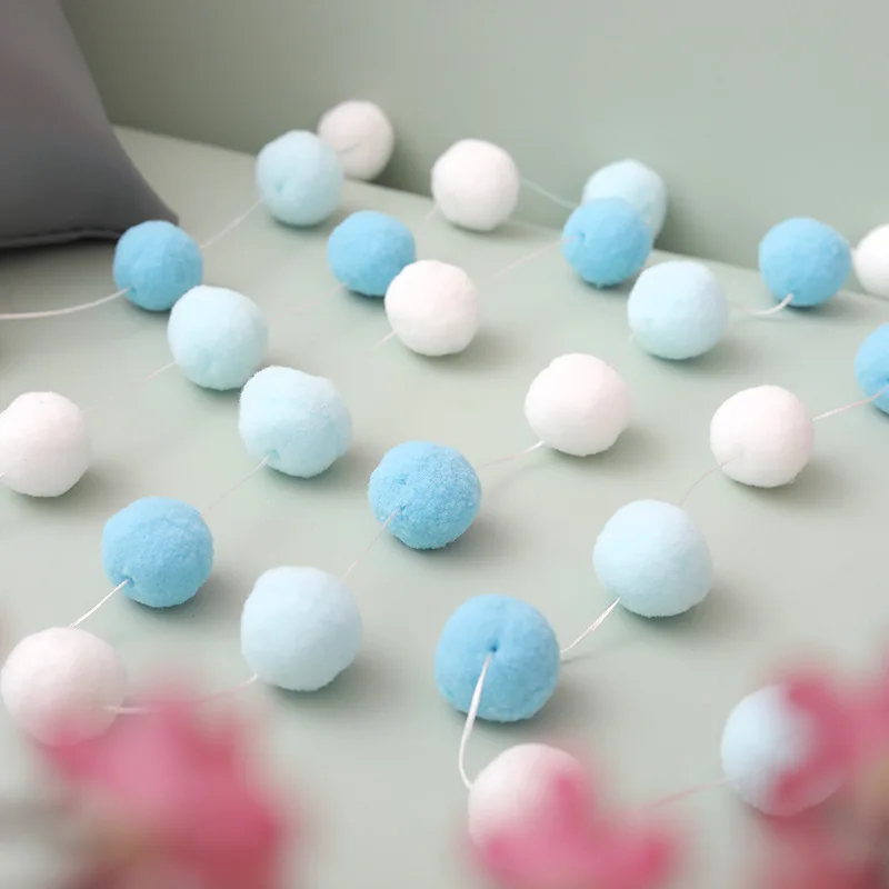 2,5 Meter Bunte Pompom Anhänger Girlande Ins Nordic Stil Wollfilz Ball String DIY Handgemachte Kindergarten Kinder Zimmer Dekor – Detail 12