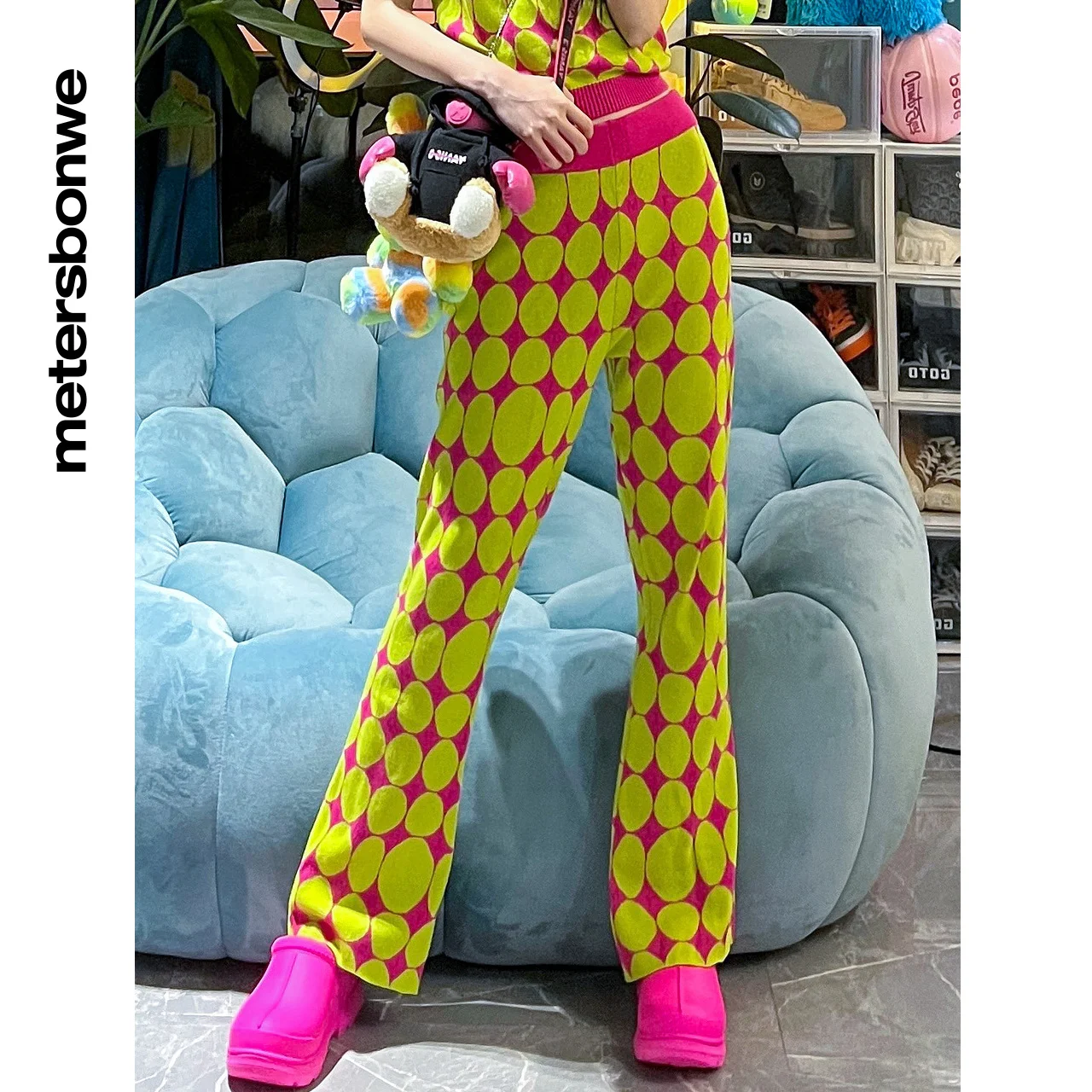 Metersbonwe Jacquard Casual Pants Women Summer Soft Comfortable Versatile Jacquard Women Horn Pants Brand High Quality Brand