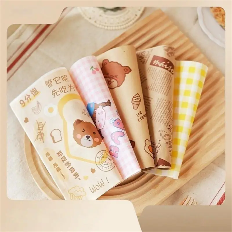 50pcs Oil Absorbing Sandwich Packaging Paper With Random Patterns, Sandwich  Wrapping Paper, Grease Proof Hamburger Paper, Grease Trap Bread Paper, Kit