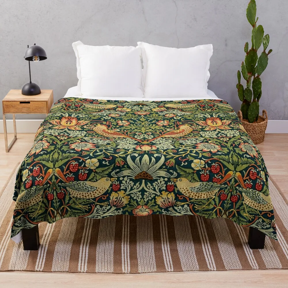 

Strawberry Thief (Pattern) - William Morris Throw Blanket Softest Flannels Hairy fluffy Blankets