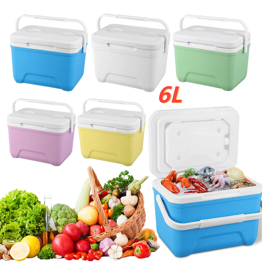 6L Cooler Box Portable Camping Refrigerator Incubator Large Capacity Car Ice Bucket Heat Preservation Camping BBQ Tools Fridge