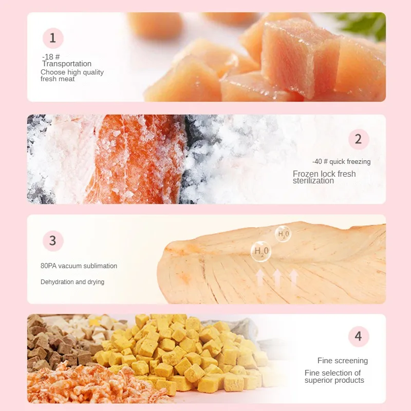 Cat and Dog Freeze Dried Snacks Freeze-dried Pet Snacks Egg Yolk Pellets Chicken Breast Raw Bone Beef Patties Salmon Krill Duck Neck Many Spring Fish Cat Snacks