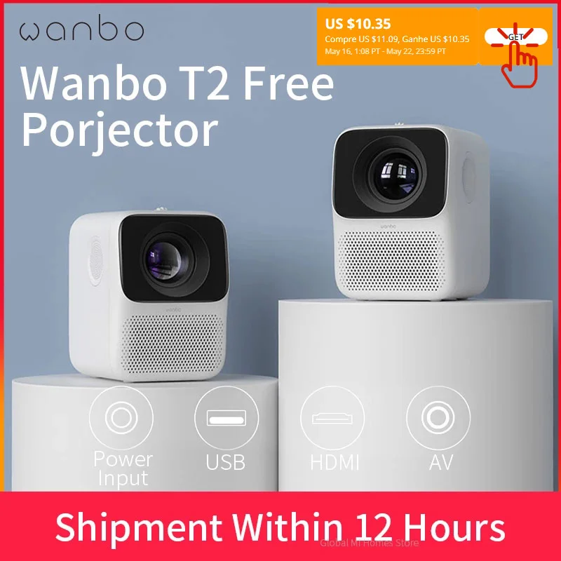Global Version Wanbo T2 Free Projector Portable Mini Theater LCD LED Support 1080P Projector For Home Office