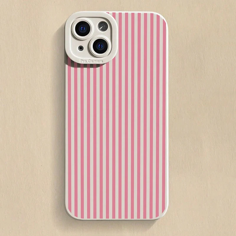 Pink Striped Painted Anti-Drop Phone Case Cover
