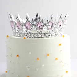 Elegant Metal Crown Cake Topper for Princess Birthday Celebration (Pink - Crown)
