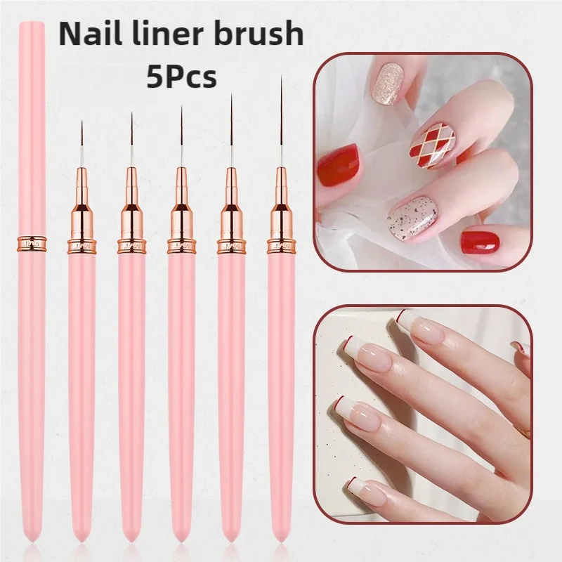 nail brushes 5pcs Nail Art Liner Brush Set UV Gel Nail Brushes Kits French Stripe Line Painting Drawing Flower Pen Professional Manicure Tool