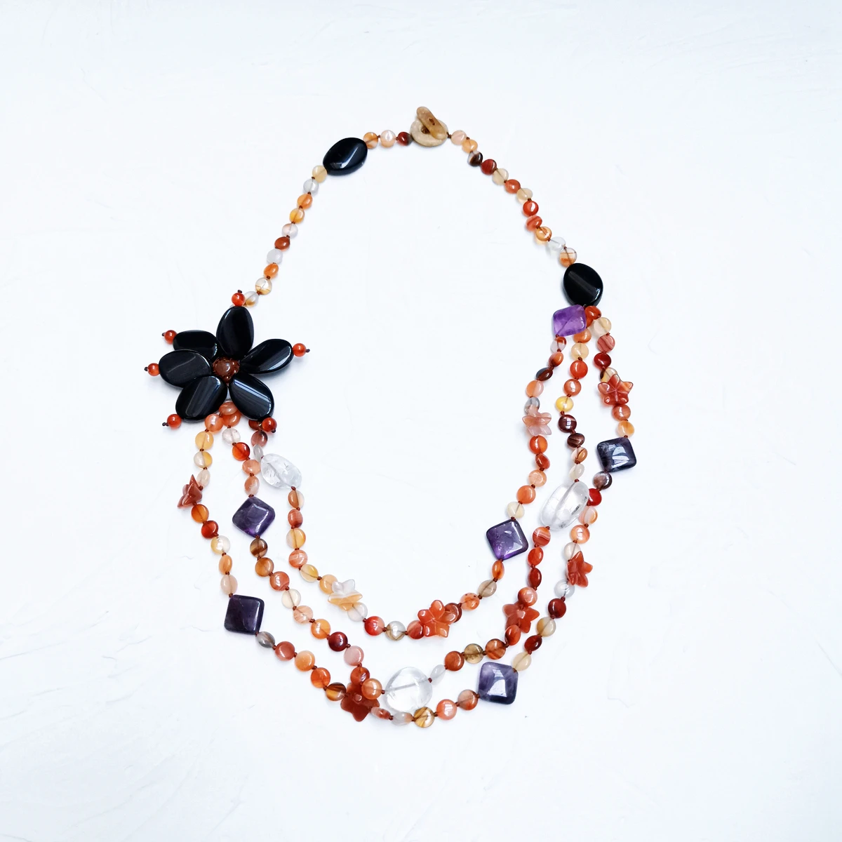 Lii Ji Real Stone Orange Color Necklace Agates Amethyst Onyx Long Necklace 68cm Women Jewelry Stock Sale image_2