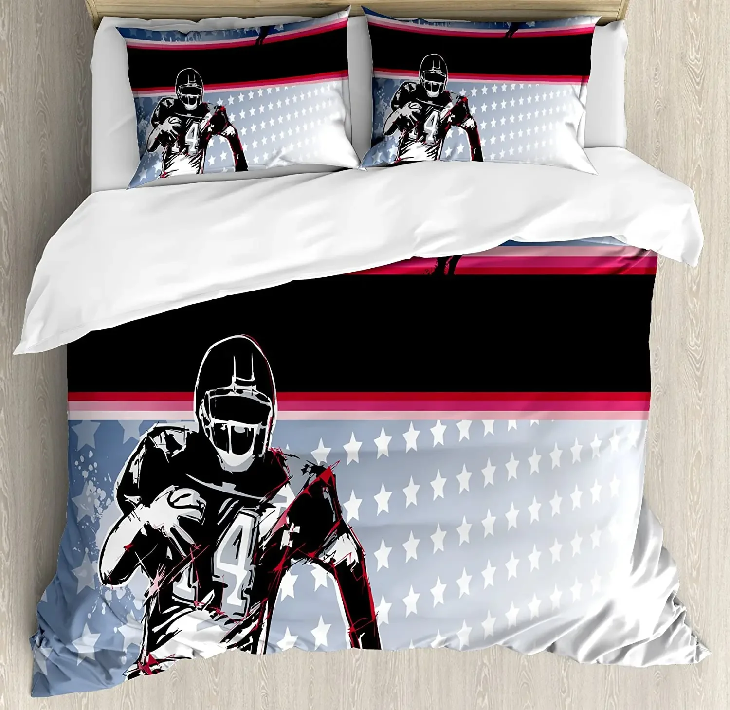 

Americana Decor 3pcs Bedding Set Baseball American Football Play Duvet Cover Set Bed Set Quilt Cover Pillow Case Comforter Cover