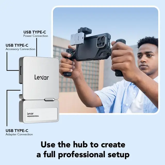 Lexar Professional Go Portable SSD Up to 1050MB/s Read Go w Hub 