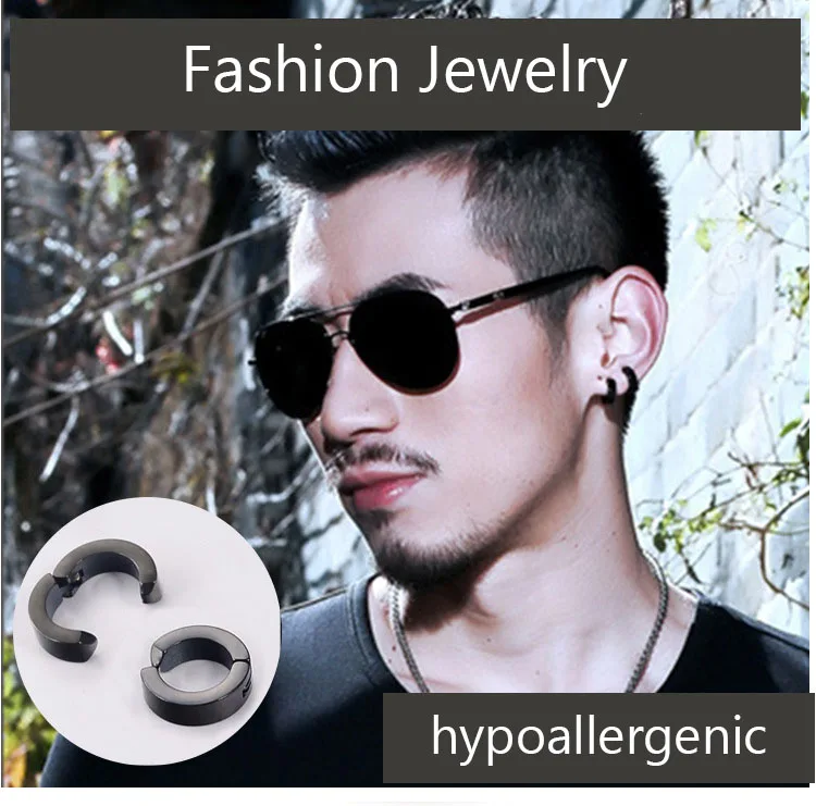 Ear Clip Earrings Stainless Steel Fashion Non Piercing Fake for Men Women Circle Round Punk Rock Style Jewelry Gifts