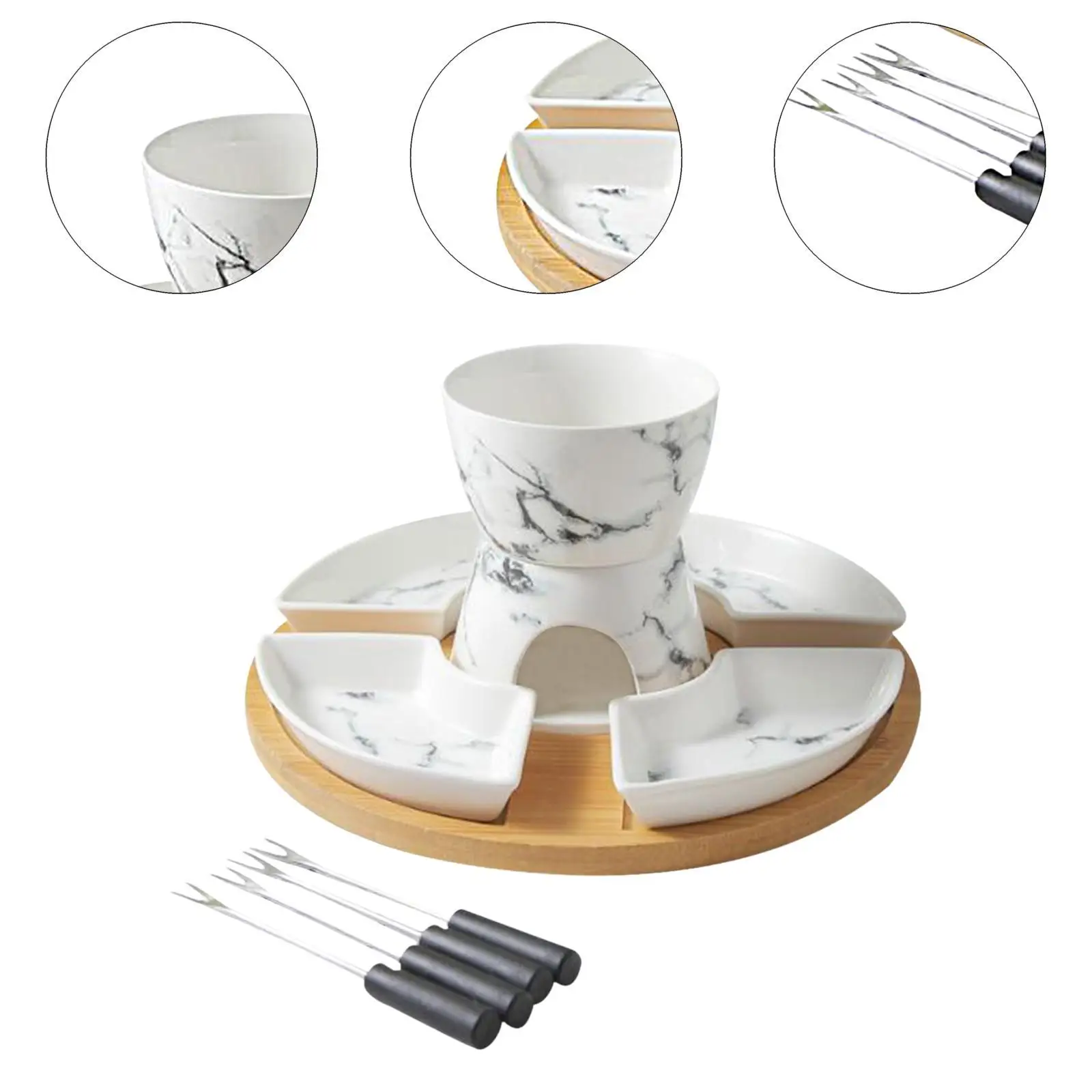 Fondue Pot Melting Pot Set, Chocolate Fondue and 4 Dishes, Butter Heater Melt Hot Bowl Set for Chocolate, Cheese
