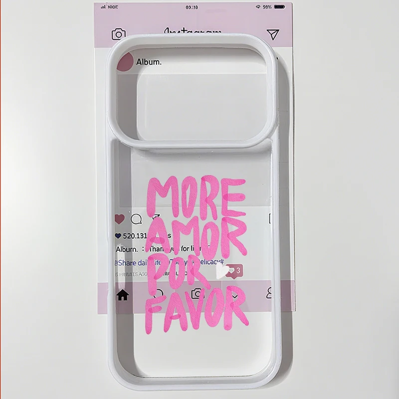 Colorful More Amor Por Favor Love Quote Shockproof Clear Phone Case