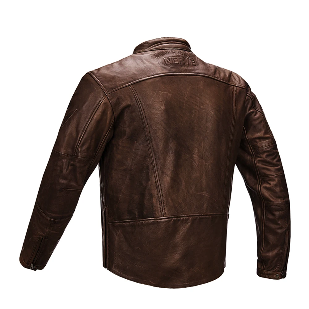 NERVE Motorcycle Cowboy Washed Leather Jacket Warm Motorcycle Jacket Breathable Anti-drop Men's And Women's Protective Jackets