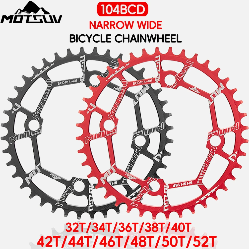 MOTSUV 104BCD Round Chainwheel 32T-52T Wide Narrow Crankset