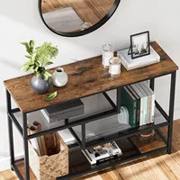 Table console étroite à 4 niveaux pour gagner de la place - Étagères de rangement en verre, structure métallique, table d'appoint pour canapé, entrée, salon, hall d'entrée 4