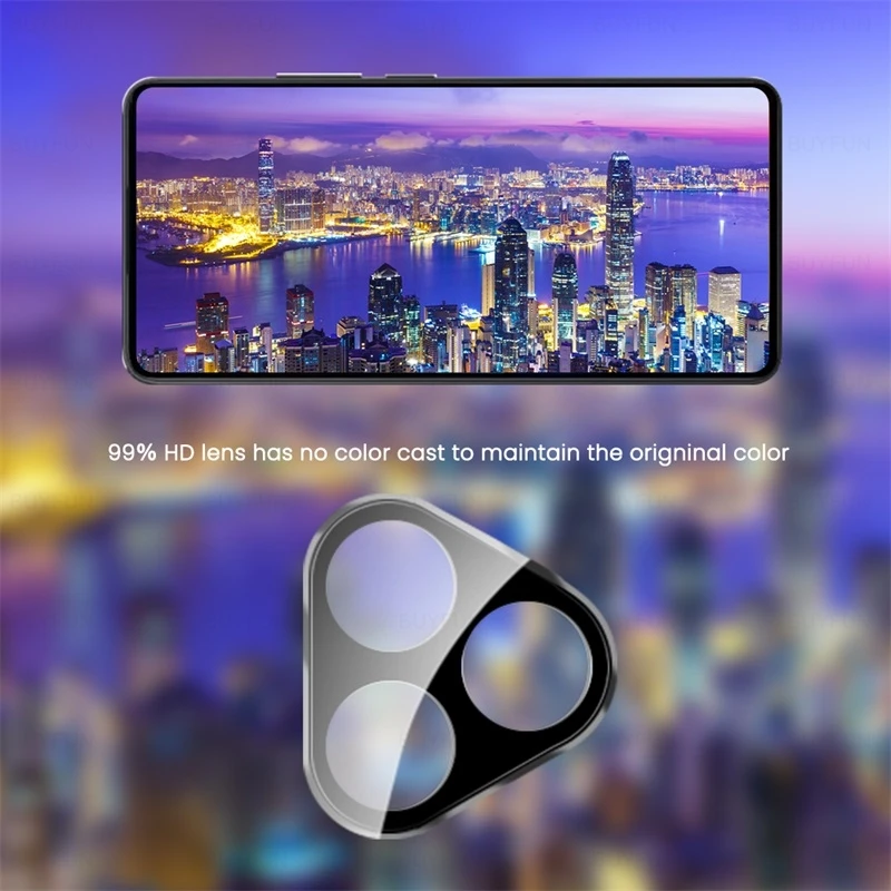 3-Pack 3D Curved Camera Protector Case with Tempered Glass Lens Cap