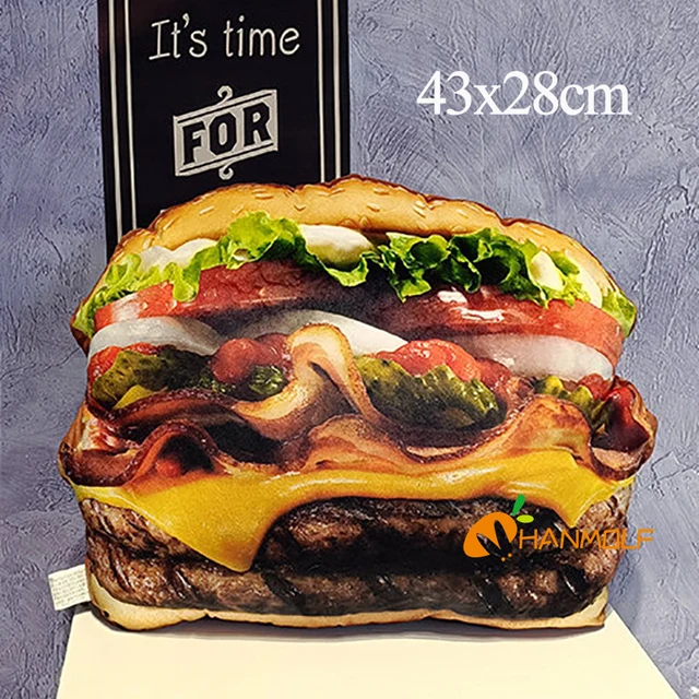 Simulated Printing Food Pillows Plush China Food Lobster Beer Hamburg Beef Fish Pork Roast Duck Decorative Pillow For Sofa Chair 5