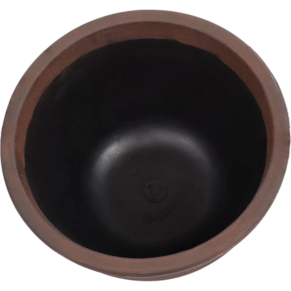 Sunnydaze 16" Rust Ribbed Planter – Set of 4 5