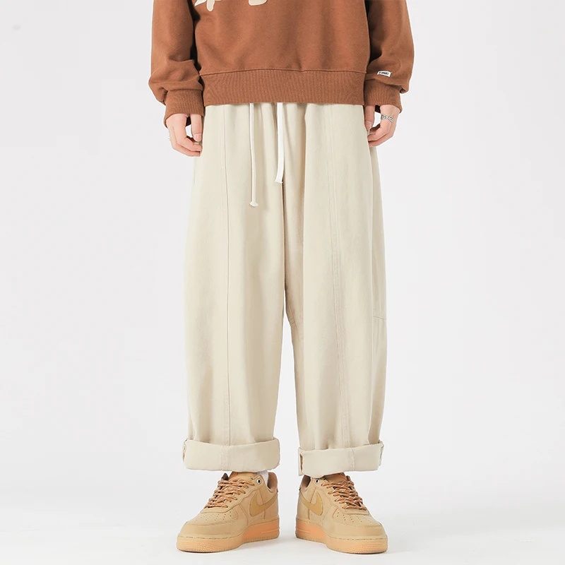 

2023 Men's Washable Elastic Waist Casual Pants Fashion Trend High-quality Black/brown/Apricot Color Trousers Plus Size M-2XL