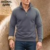 Animal Game Outdoor Men's Fleece Zipper Pullover Sherpa Lined Warm Shirts for Men Zipper Thermal Sweatshirt Windproof Outerwear
