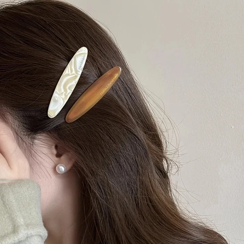 Acetate Tortoise Shell Hair Clips Colorful Geometric Barrettes for Women, Oval Side Pins&Stylish Hair Accessories Retro Hairpins