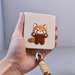 Adorable Embroidered Raccoon Phone Case with Portable Strap - Hard Shockproof Back Cover for Xiaomi mix flip 2 (A)