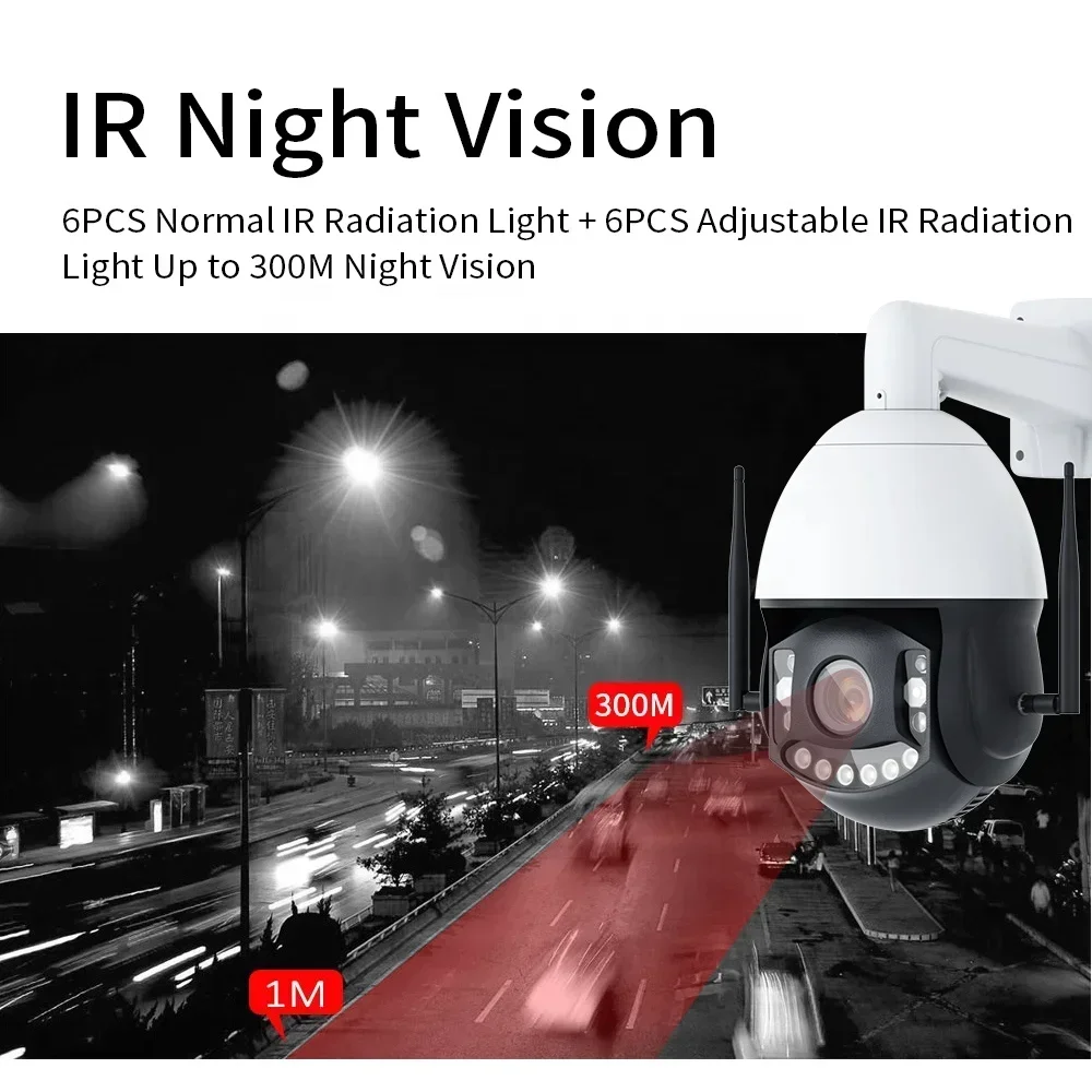 SIM 카드 IP 360 6인치 카메라 실외 스피드 돔 PTZ 보안 카메라 5MP 40배 광학 줌 팬 틸트 회전 HD 4G 화이트 CMOS