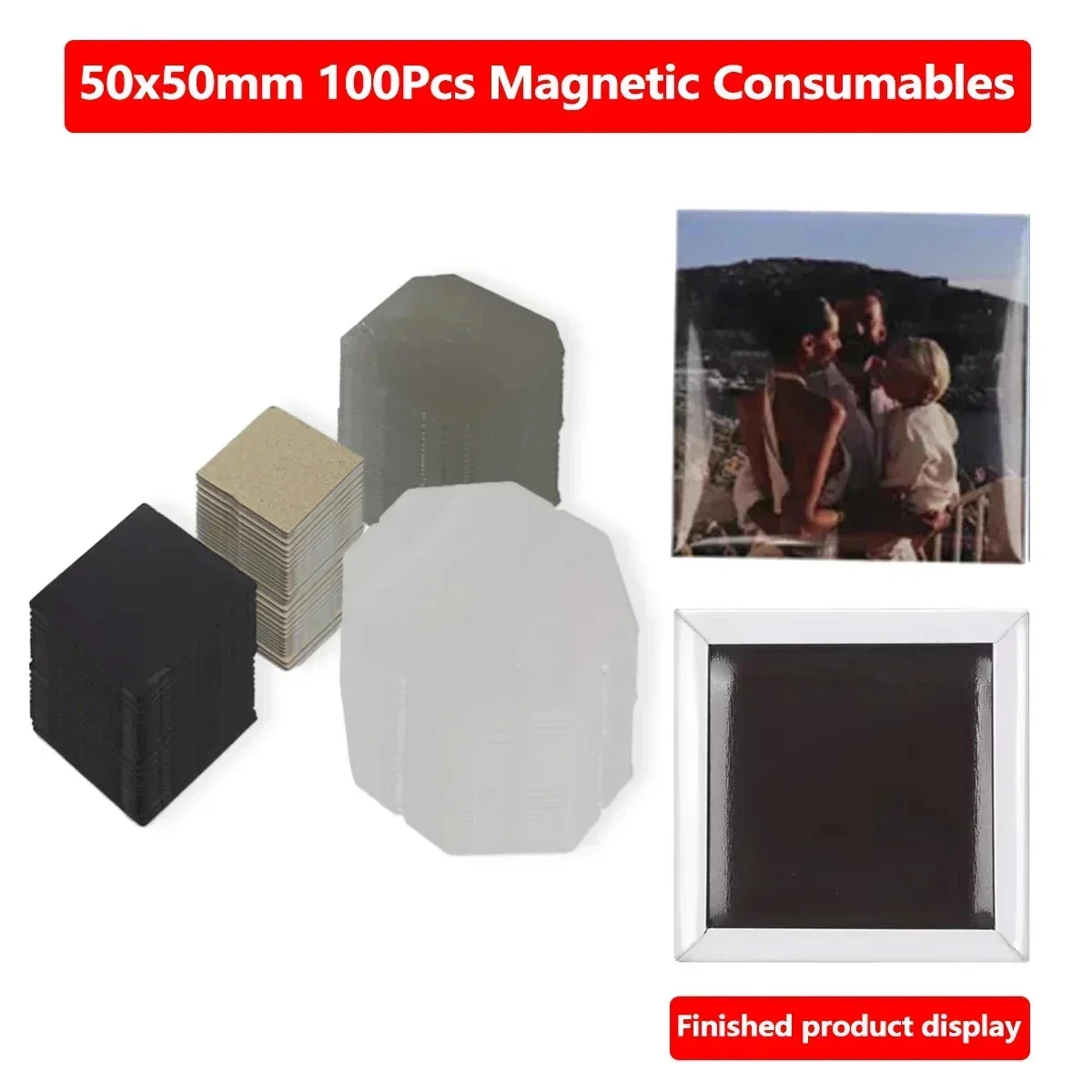 100Pcs2"x2"(50×50mm)DIYRefrigeratorBlankRefrigeratorMagnetsAccessoriesSquareMagneticConsumablesDIYDecorativeFridge