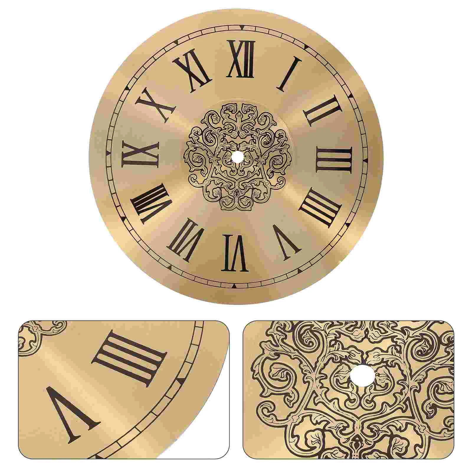 Golden Roman Dial Aluminum Quartz Clock Movement Parts Replacement Disc Clock Board Diy Accessories Wall Round Dial Home