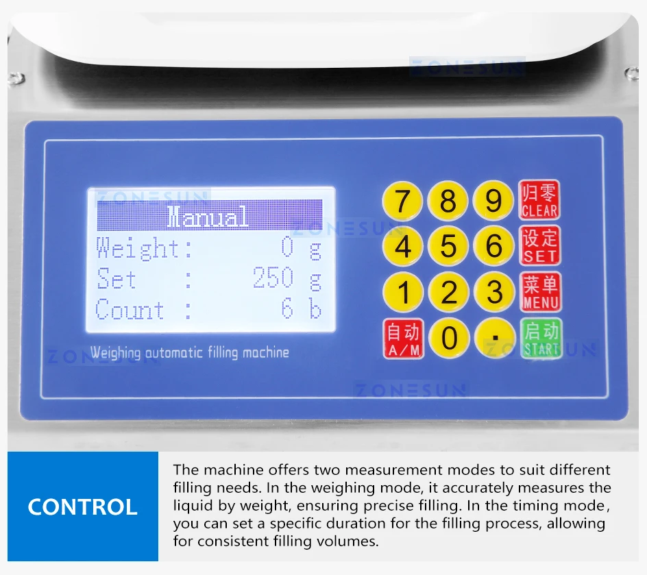 ZONESUN ZS-M90 Semi Automatic Liquid Weighing Peristaltic Filling Machine