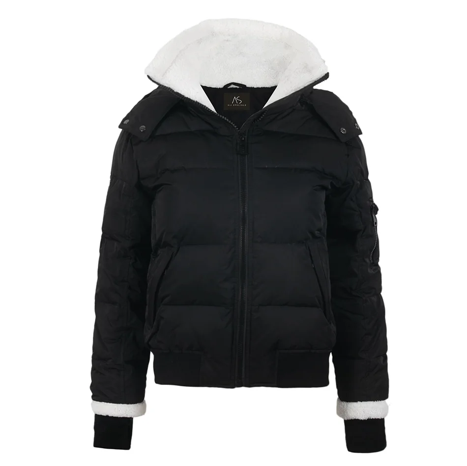 Matte Black Coat Kids Fashion Design Winter Duck Jacket Collar