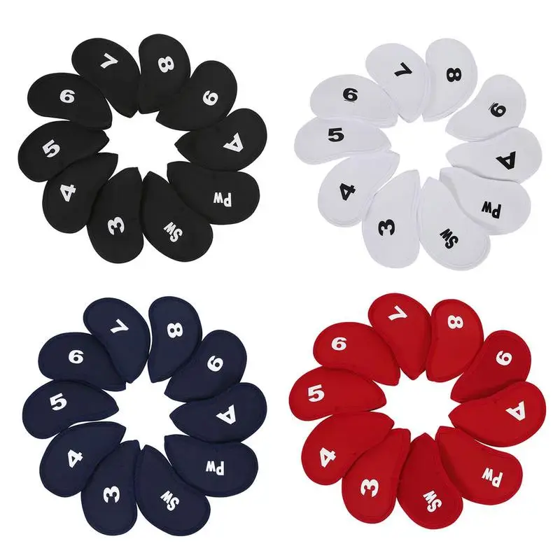

10PCS Golf Clubs Headcover Set Golf Irons Head Protection Sleeve Golf Driver Protective Case Golf Sports Accessories Gifts