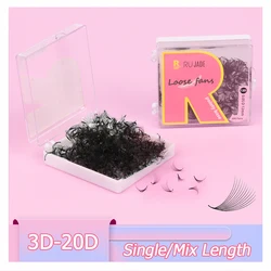 RUJADE 16D 20D Loose Fan Lashes Eyelash Extensions Pointy Base 3/5/6/7/8/10/12D Promade Loose Fans Sharp Stem Makeup Lash Cilios
