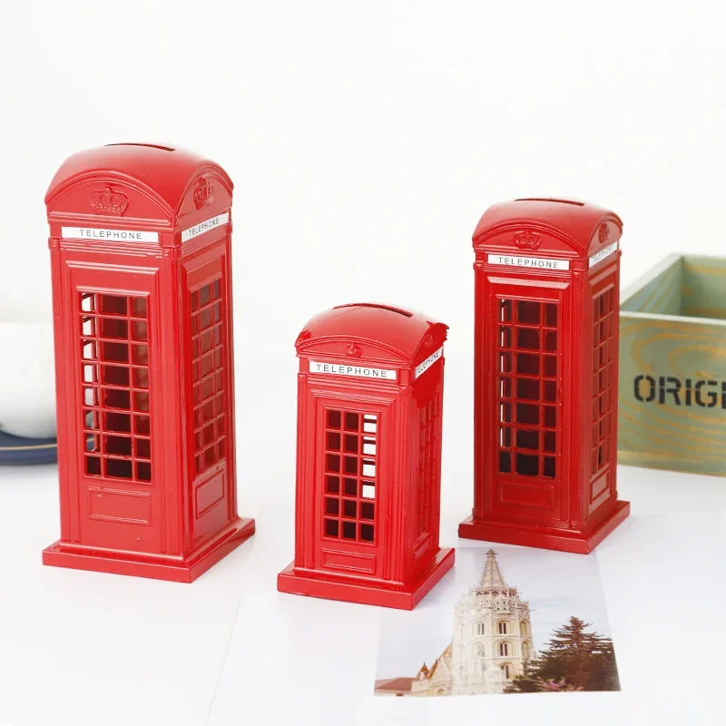 

Telephone Booth Coin Piggy Bank Retro Telephone Box Coin Deposit Box London UK Tourist Souvenir Home Decor Furnishing Articles