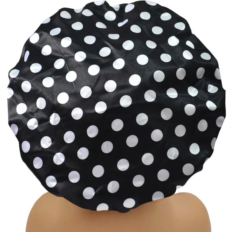Leopard Print Double Layer Waterproof Shower Cap - Reusable and Elastic Hair Cover