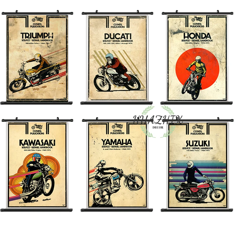 Modern Nordic Style Motorcycles Poster Motocross Canvas Painting Retro Wall Art Print Minimalism Picture Living Room Home Decor |