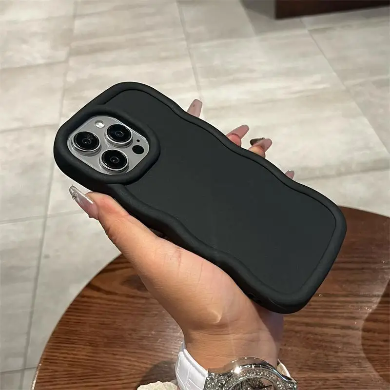 Candy Solid Color Wave Side Phone Case Cover