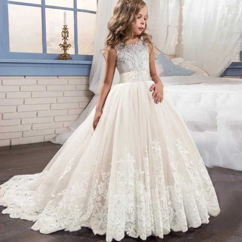 Formal Girl Bridesmaid Dress Kids Clothes Baby Birthday Children Lace Princess Party Wedding Evening Prom Costume Vestidos girls dress maxi dress princess costume kids clothes women evening dress