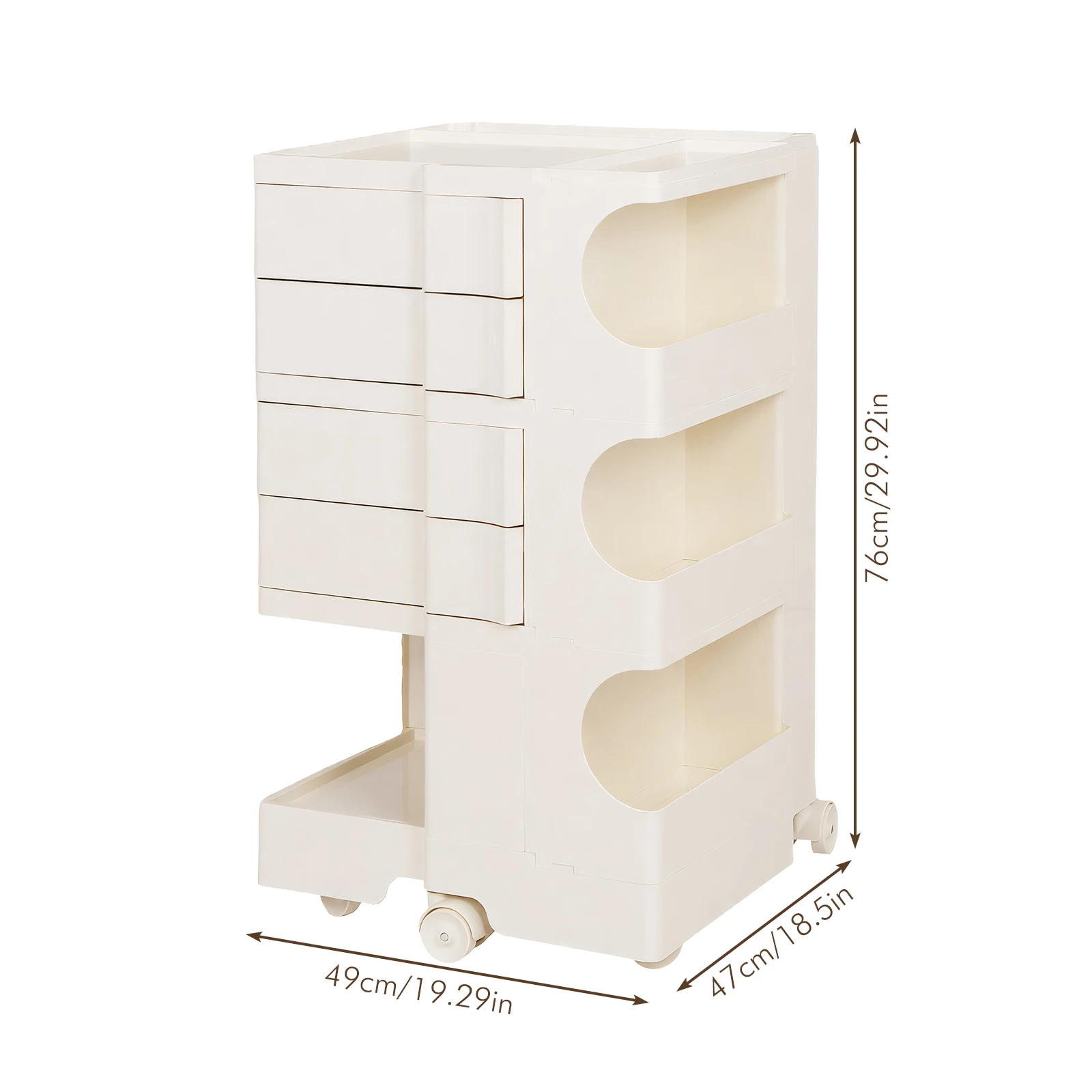 Modern Rotating Trolley with Wheels Movable Utility Trolley Cart Large Capacity Multipurpose Storage Caddy Home Storage Rack