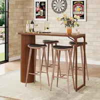 55in Counter Height Pub Table with Luted Wood and Metal Base for Kitchen, Dining, and Living Rooms