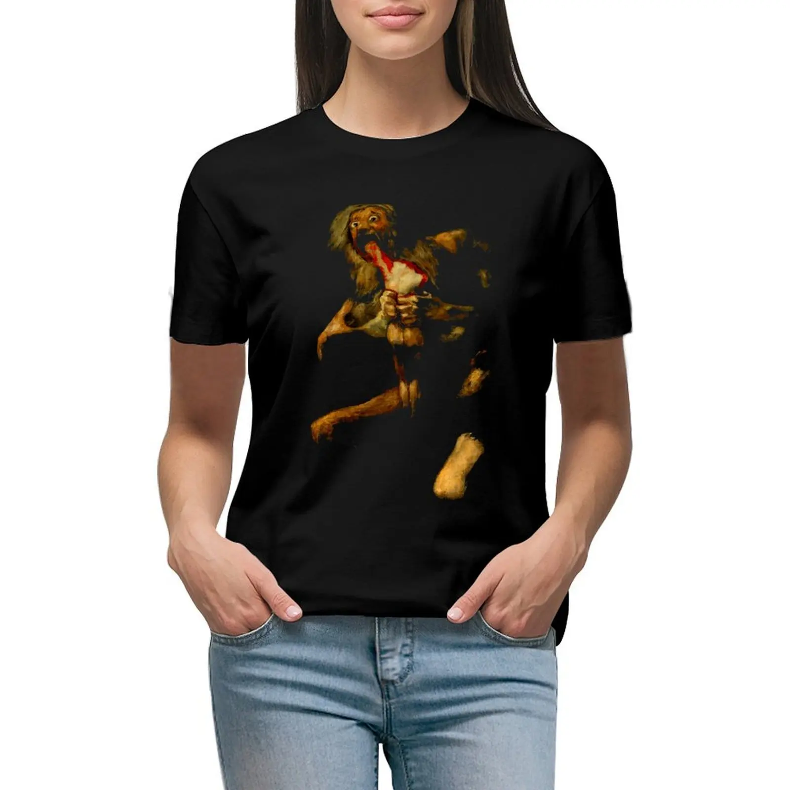 

Saturn Devouring His Son Classic Painting by Francisco Goya goth art lover gift T-Shirt oversized shirts graphic tees tops Women