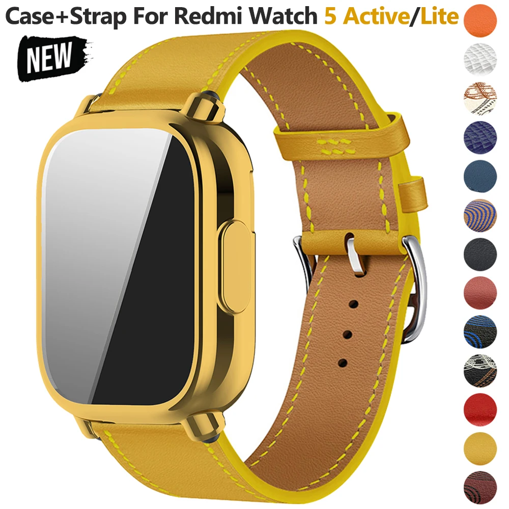 Case Strap Watch Accessories Watch Screen Protector Case Watch Protective Case For Redmi Watch 5 Active Band TPU Soft Case Screen Protector For Redmi Watch 5 Lite PU Leather Sports Band Correa Watch Strap