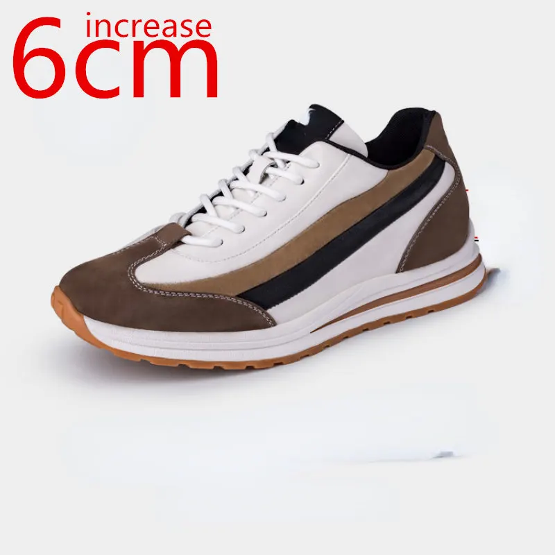 

Sneakers Invisible Height Increase 6cm Men Sports Elevator Leisure Shoes Korean Daily Height Increasing Shoes Leather Shoes Male