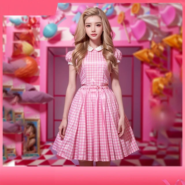Film Barbie Adulte Robe Rose Femme Cosplay Costume Halloween –