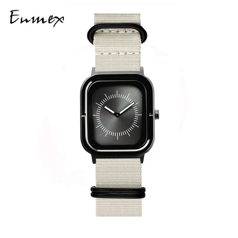 

2023 Enmex Luminous pointer wristwatch Solar pattern creative design canvas strap fashion quartz clock men watch