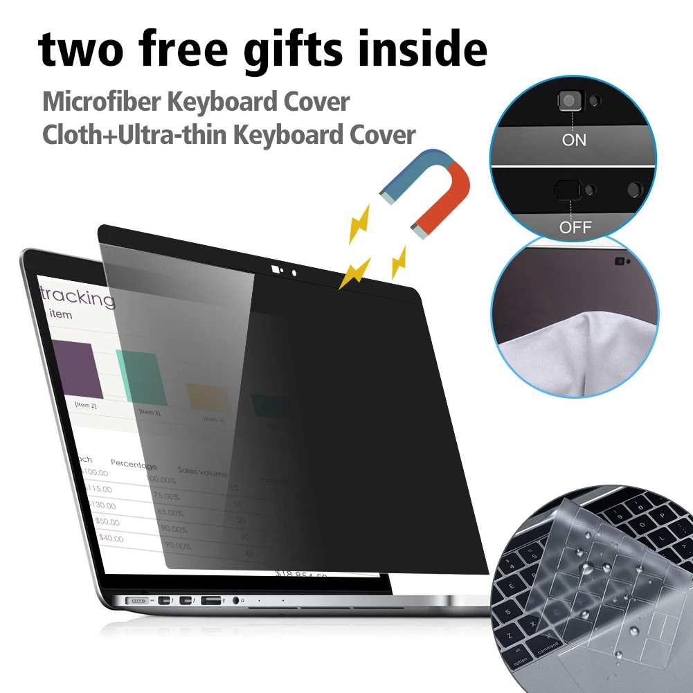 Filtro de Privacidade Laptop Magnético Removível Protetores de Tela Film Apple Macbook Pro 13 m2 m1 A2338 A2289 A2251 A1706 A1708