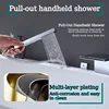 4Hole Bathtub Shower Concealed Faucet with Pull Out Handheld Shower Hot Cold Mixer and 2 Shower Mode Adjustable Chrome Black 3