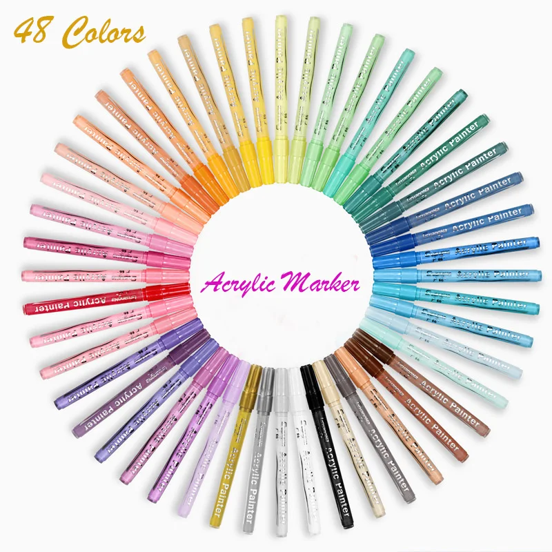 Acrylic Paint Marker Pens,Drying Quickly Paint Pens for Rocks  Painting,Stone, Wood, Glass, Ceramic, Fabric, Canvas, Mugs, DIY Craft  Making Supplies Craft Paint Marker Pens Set of 24 Colors : :  Office Products